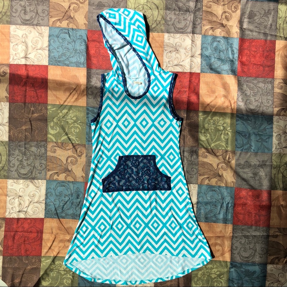 Argyle Style White & Blue Cover-up In Girls